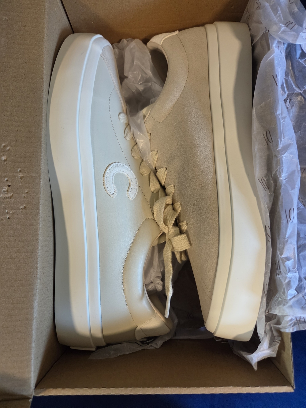 Men's Neutral Cream Low-Profile Platform Sneakers